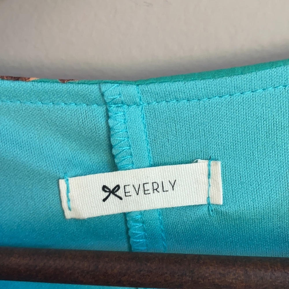 Everly Floral Shift Dress Teal S - Picture 6 of 7